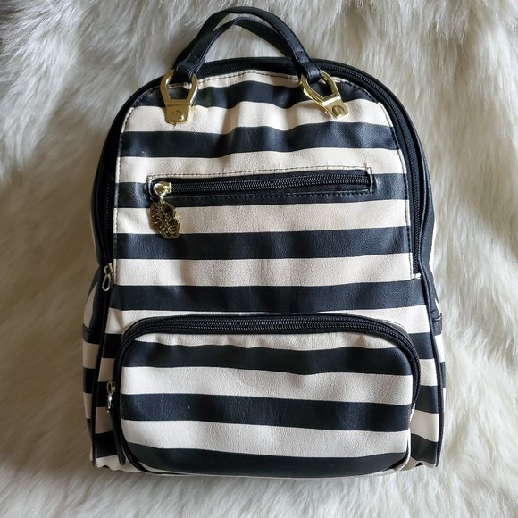 Betsey Johnson Handbags - Luv Betsey Black White Stripe Convertible Backpack